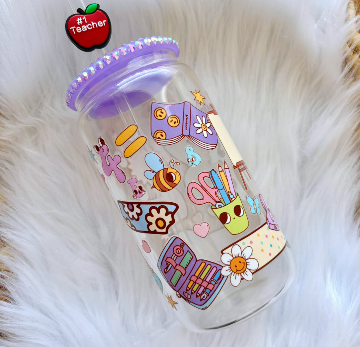 School Clear Glass Can