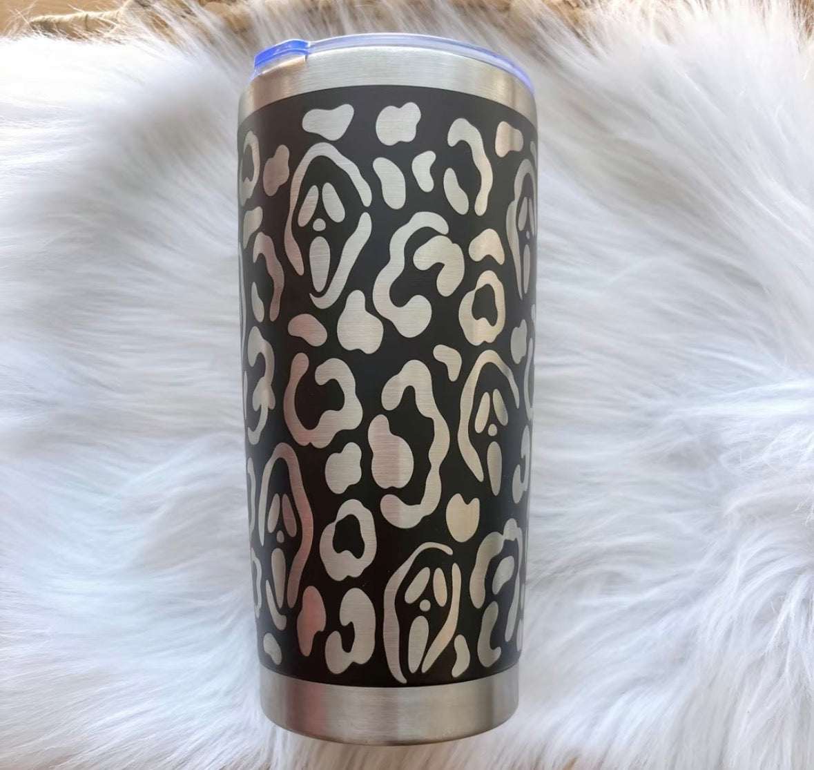 Leopard Print Halloween Ghost Stainless Steel Tumbler 20oz