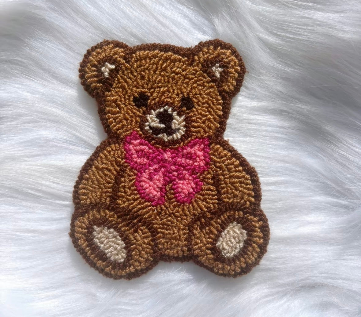 Teddy Bear Punch Needle Coaster