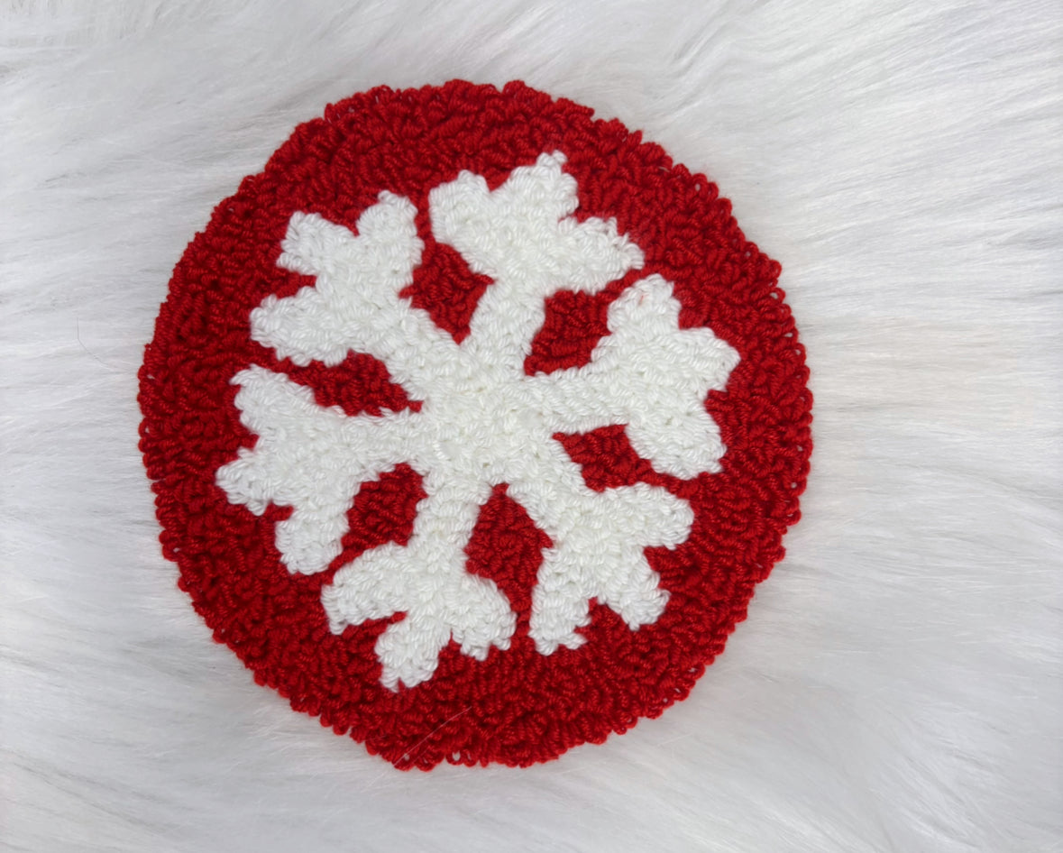 Snowflake Punch Needle Coaster (Not a set)