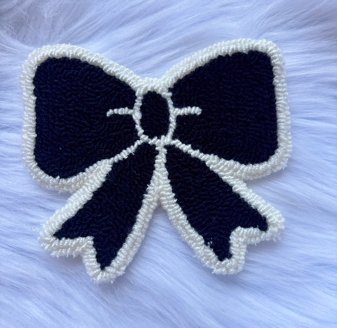 Coquette Black Bow Coaster | Punch needle