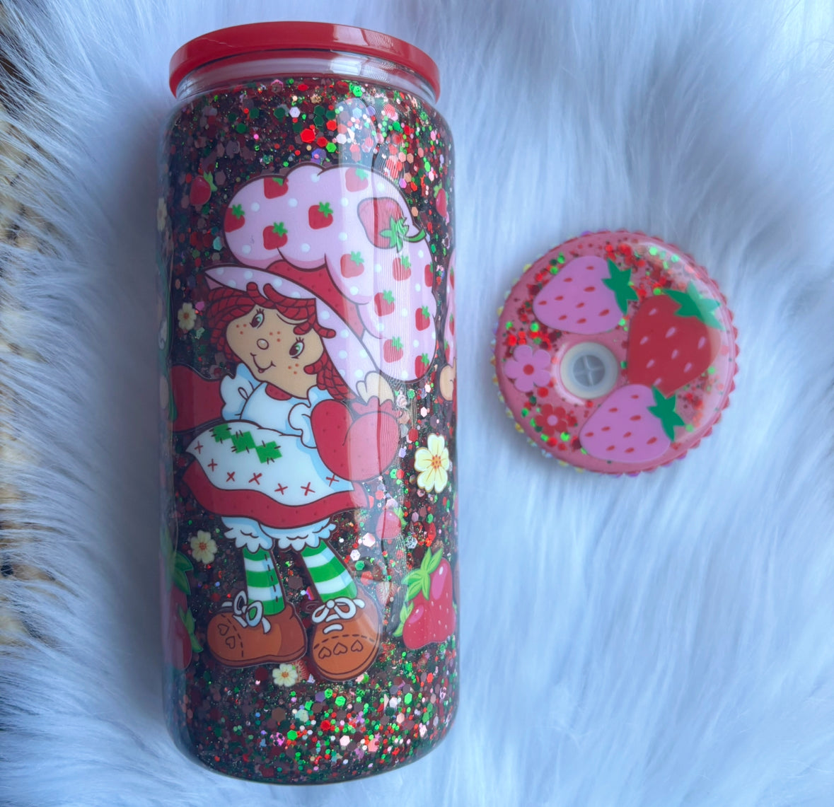 Strawberry epoxy Snow Globe Glass Can