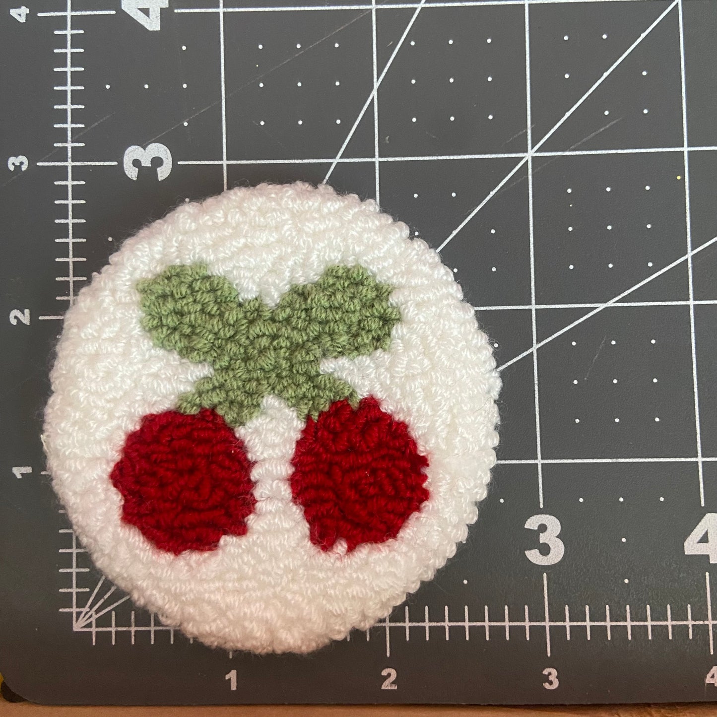 Cherry Car Coaster | handmade Punch needle coaster Set