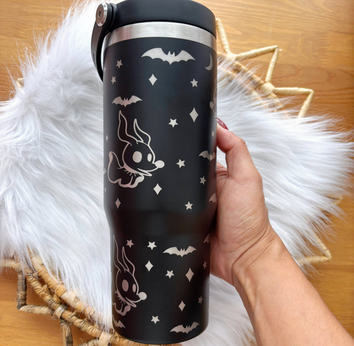 Zero Laser Engraved 30oz - Stainless Steel tumbler with top handle and flip straw