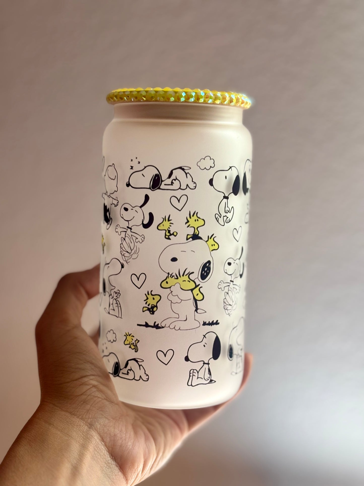 Snoopy 2 Libbey Glass Can