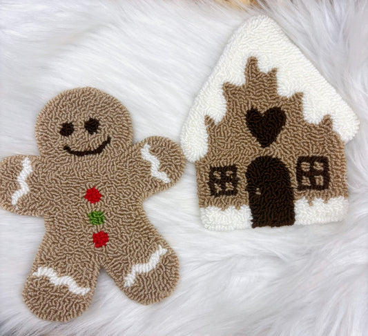 Gingerbread Man and House Punch Needle Coaster (NOT a set)