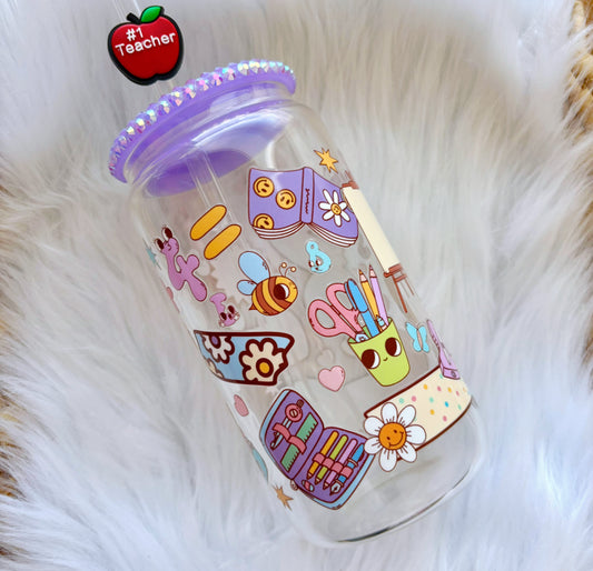 School Clear Glass Can