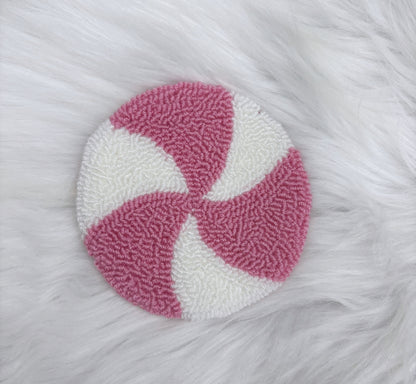Peppermint Candy Punch Needle Coaster (NOT a set)