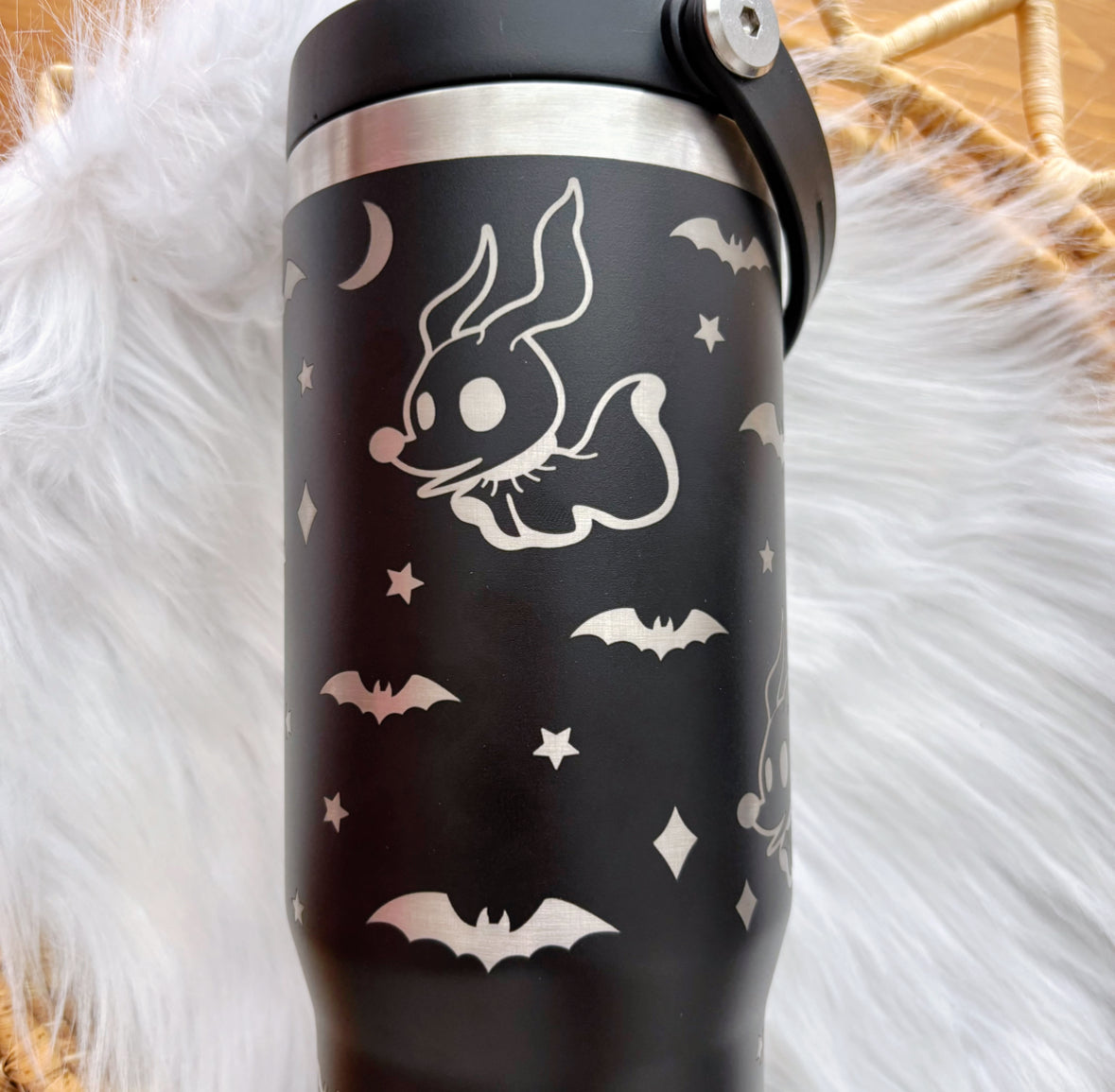 Zero Laser Engraved 30oz - Stainless Steel tumbler with top handle and flip straw