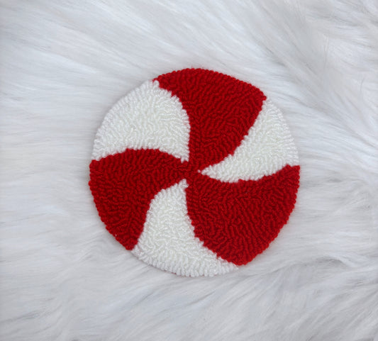Peppermint Candy Punch Needle Coaster (NOT a set)