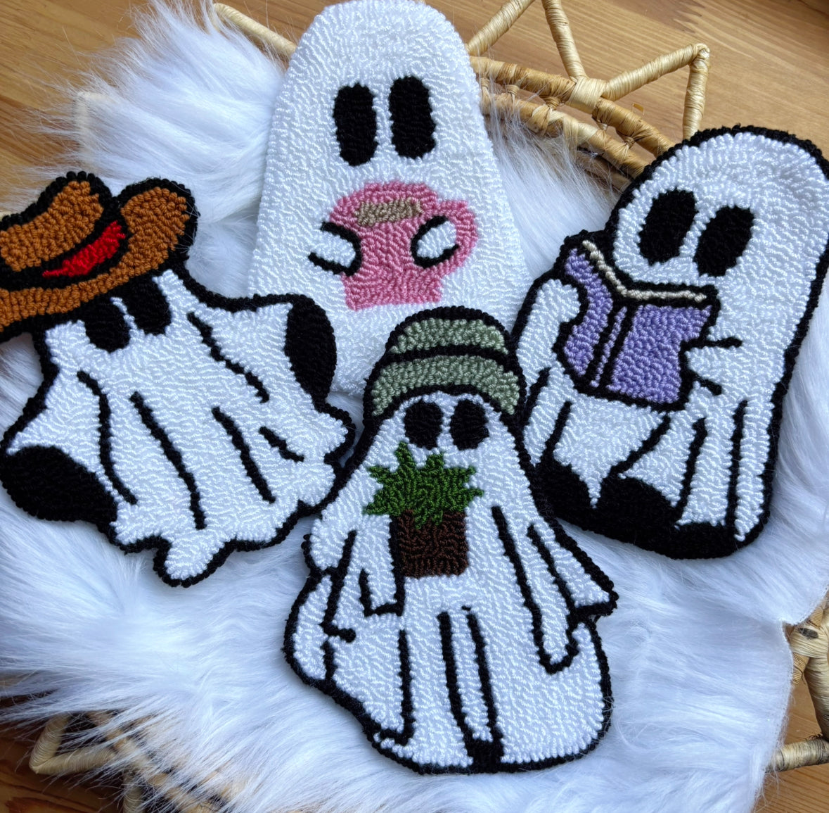 Halloween Ghost Handmade Punch Needle Coaster