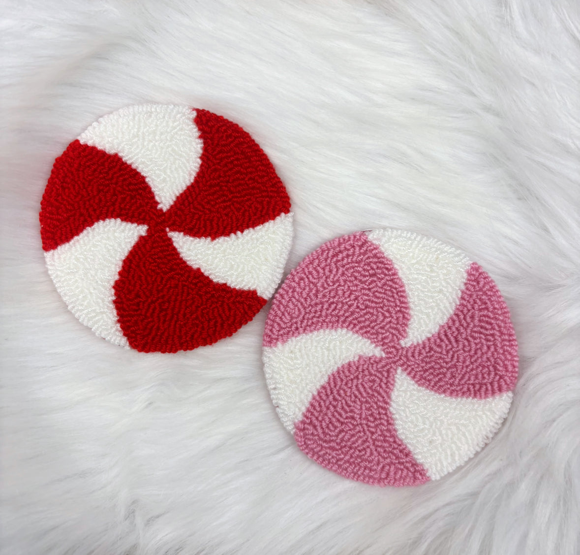 Peppermint Candy Punch Needle Coaster (NOT a set)