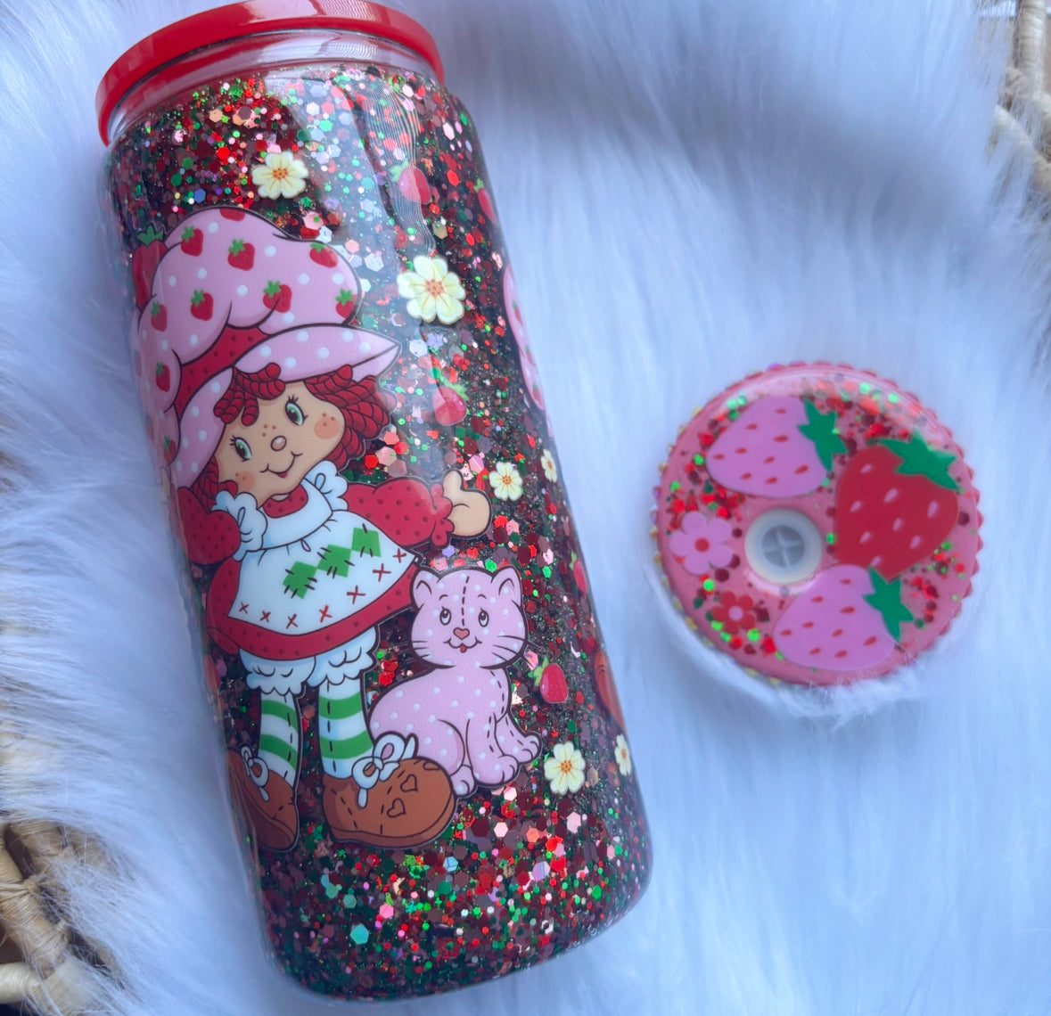 Strawberry epoxy Snow Globe Glass Can