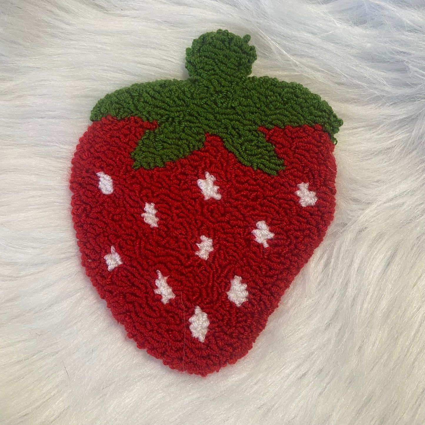 Strawberry Punch Needle Coaster