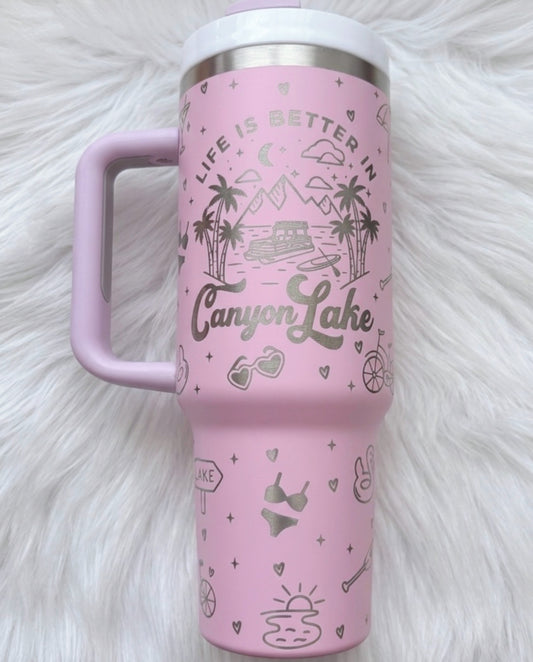 Canyon Lake, CA custom 40oz Engraved Tumbler | Lake Life Gift