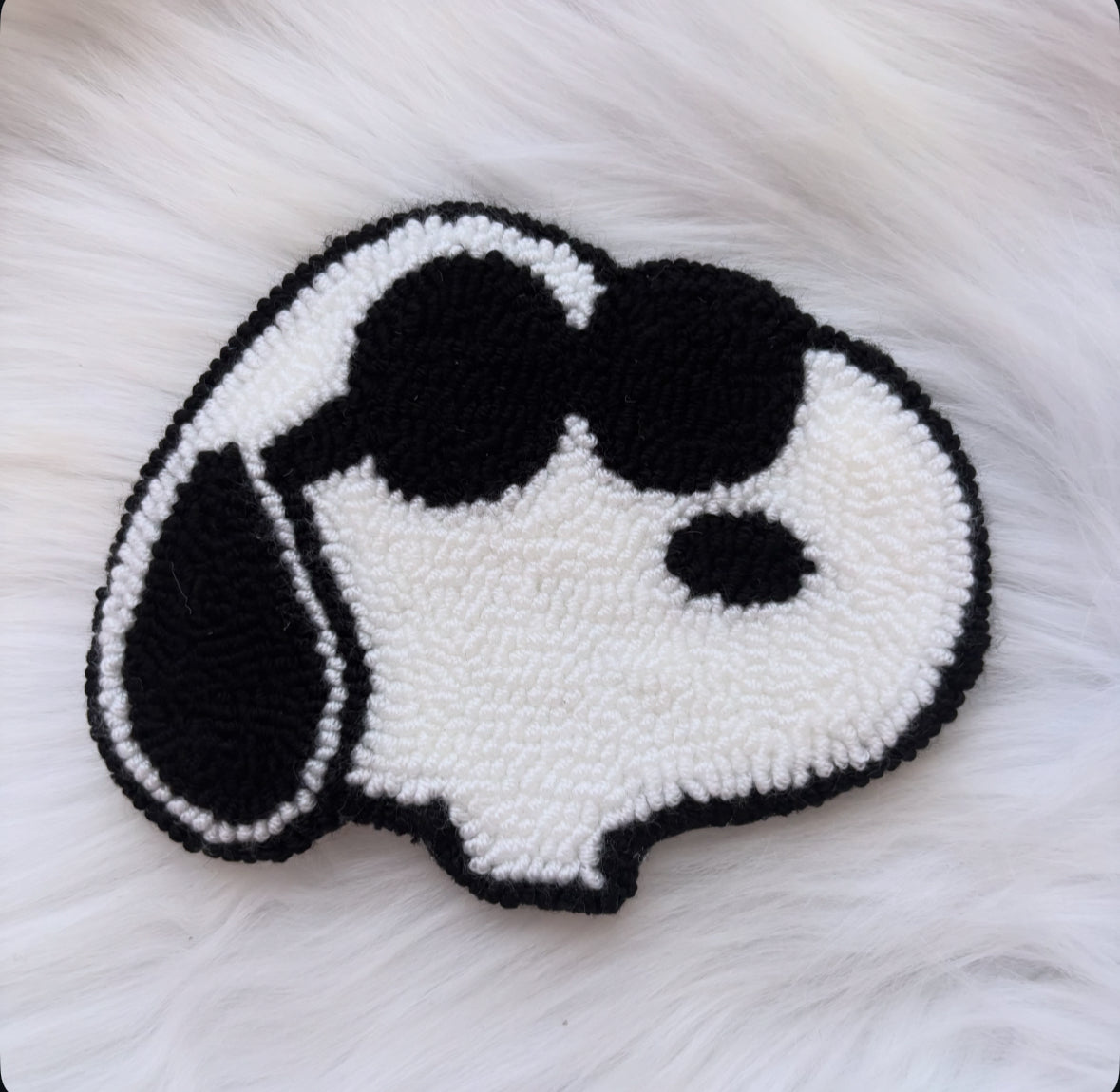 Snoopy - Cool Punch Needle Mug Rug - Coaster