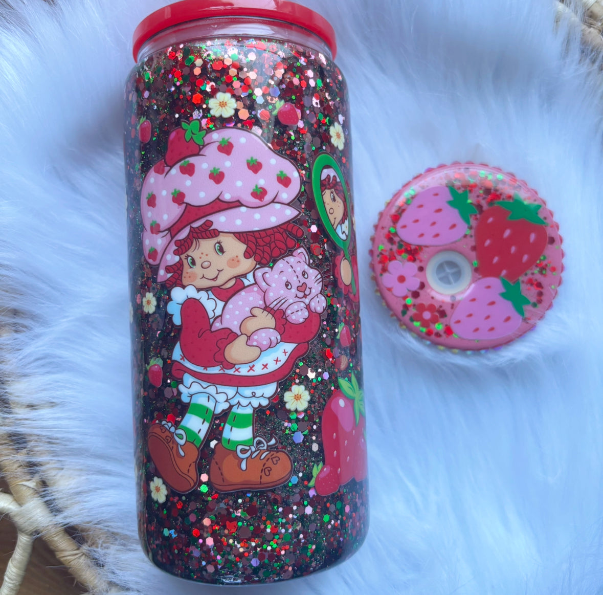 Strawberry epoxy Snow Globe Glass Can
