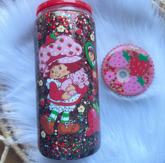 Strawberry epoxy Snow Globe Glass Can