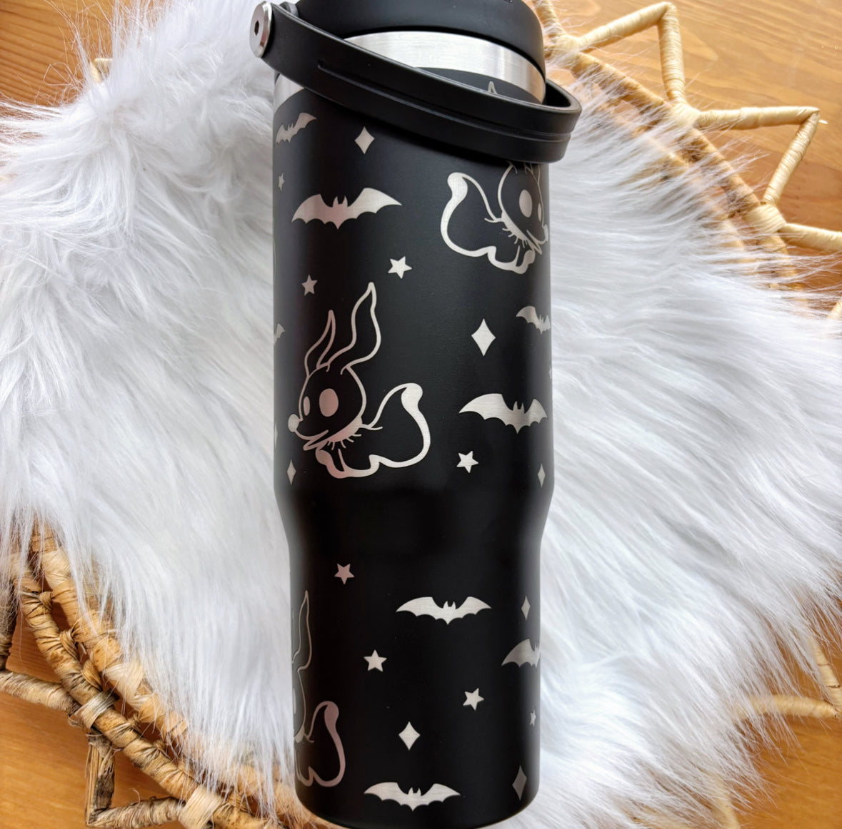 Zero Laser Engraved 30oz - Stainless Steel tumbler with top handle and flip straw